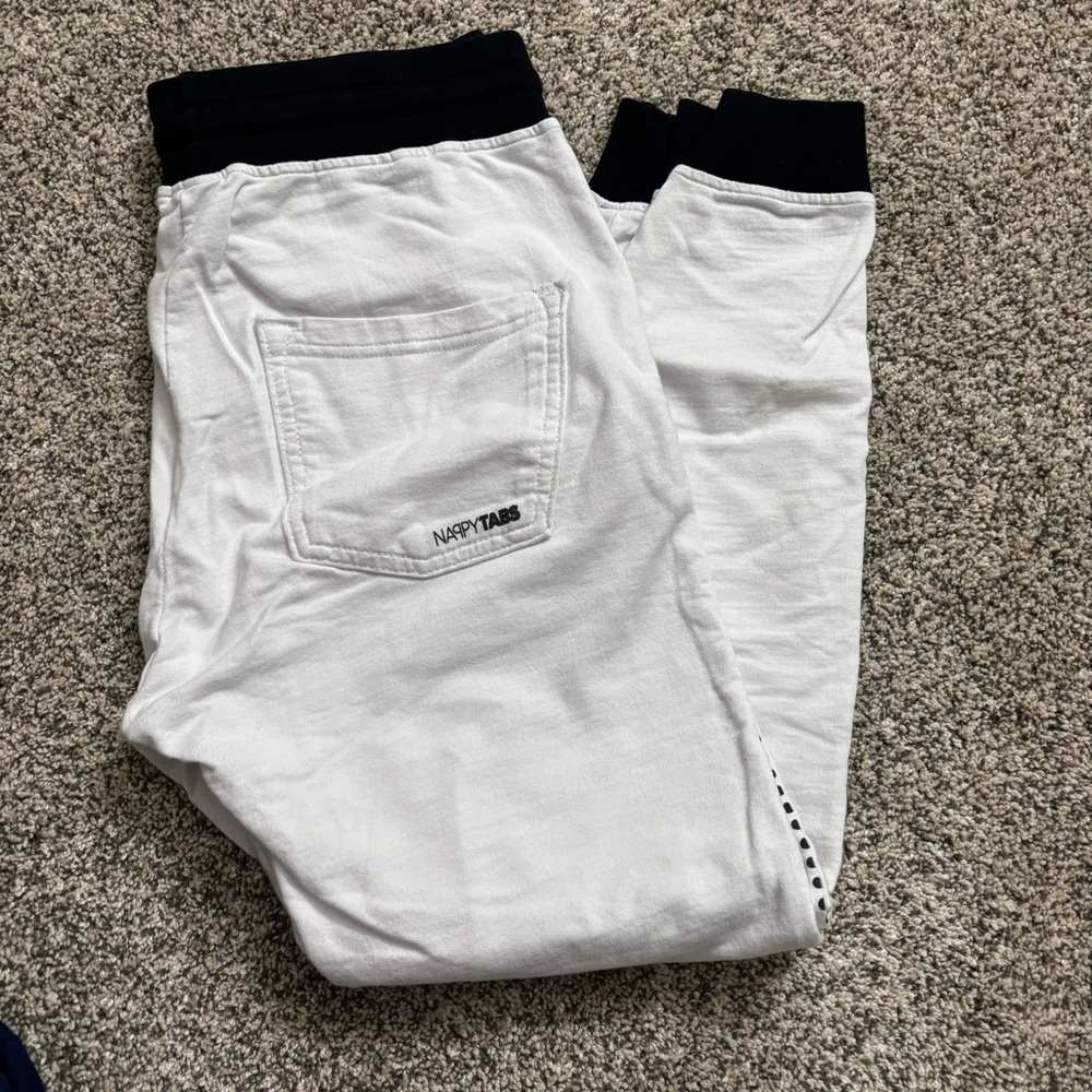 White Joggers with Black Accents
